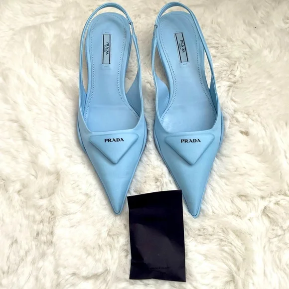 Prada | Shoes | Prada Nylon Slingback Kitty Heels | Poshmark